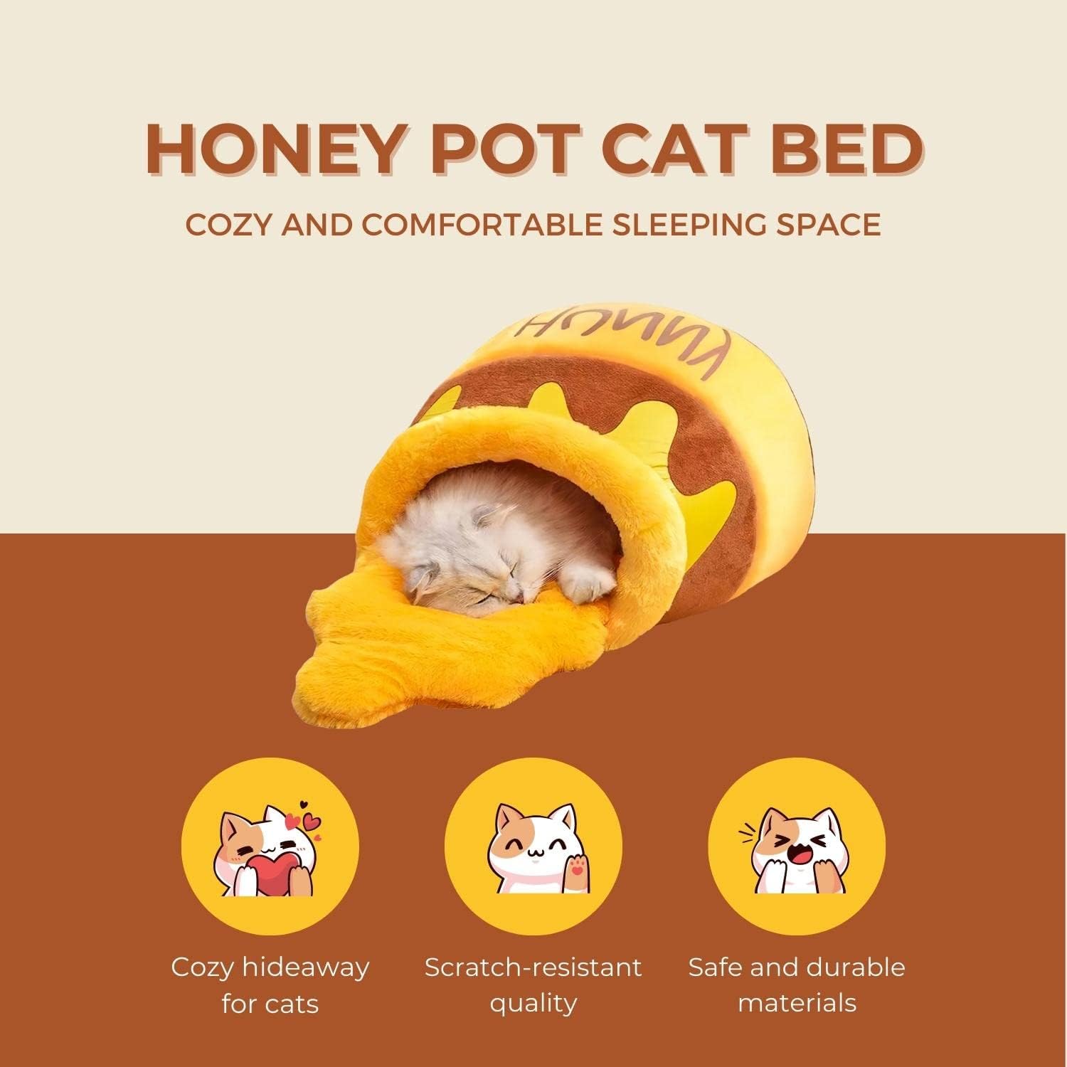 Pechvino Honey Pot Cat Bed - Comfortable Memory Foam Pet Furniture With Removable Cushion - Stylish And Washable Cat Bed For Sma