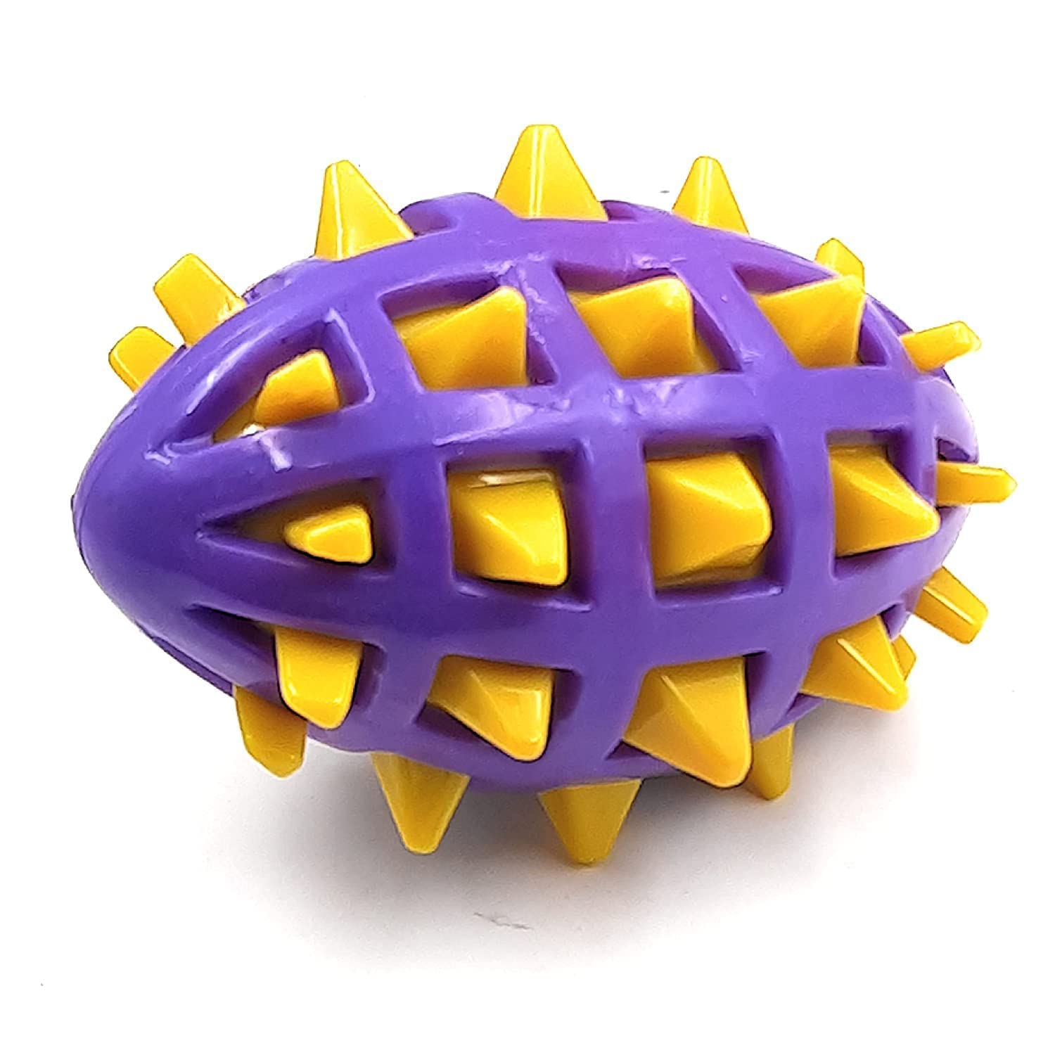 Woofy Spikey Rugby Toy Ball for Dogs | Rubber Squeaky Toy Ball for Dogs | Chew Toy for Dogs | Teething Toy for Puppies Rubber Sq