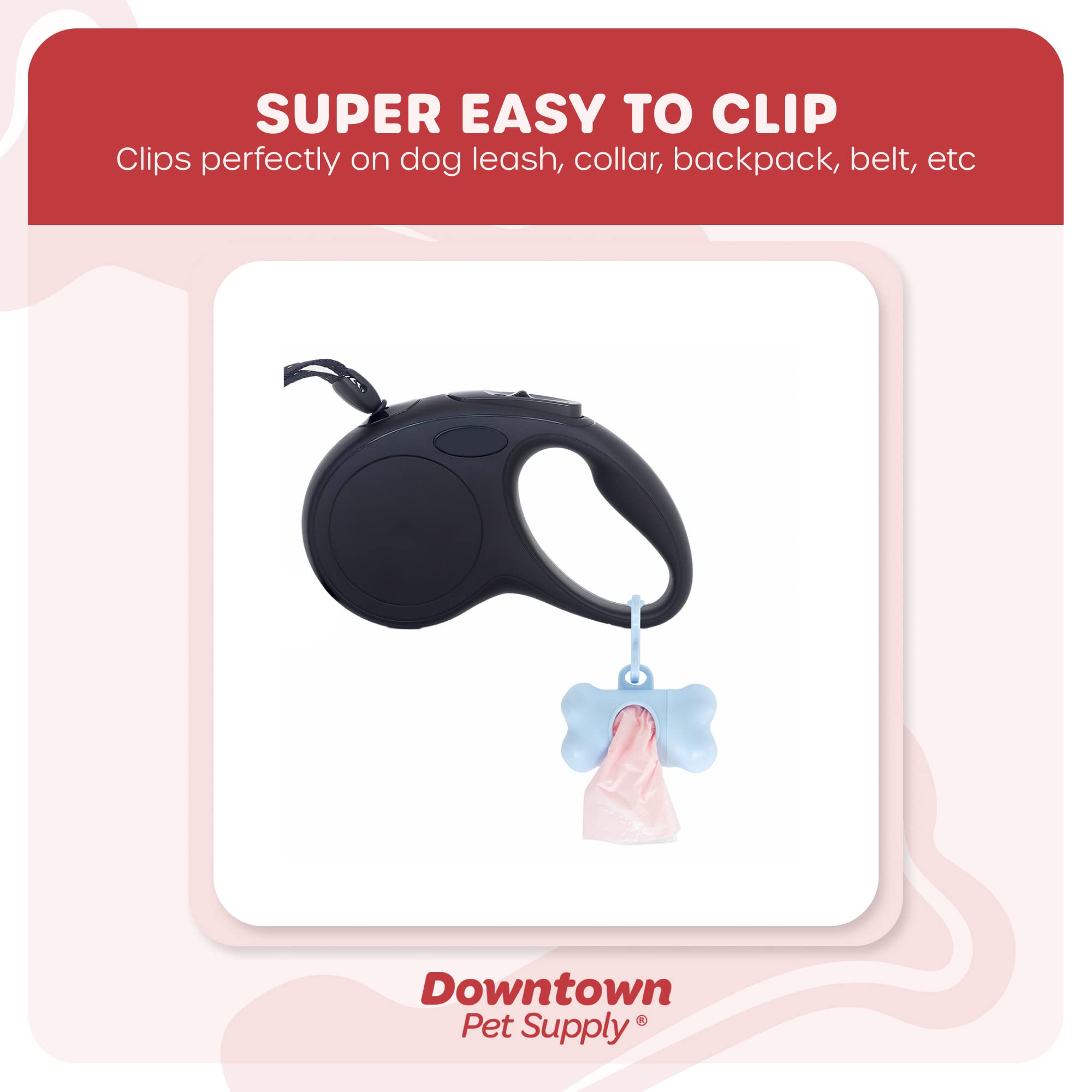 Downtown Pet Supply Unscented Poop Bags For Dogs With Dispenser, 1000 Count - Leak-Proof Dog Waste Bags And Bone-Shaped Dog Poop Bags Holder For Leash - Pastel Rainbow, 12.5' X 8.5'