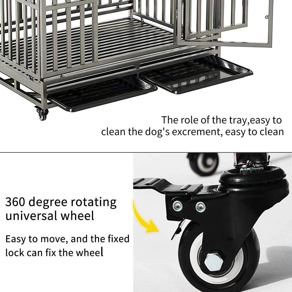 Kelixu 42    Heavy Duty Dog Crate Large Dog Cage Metal Dog Kennels And Crates For Large Dogs Indoor Outdoor With Locks, Lockable
