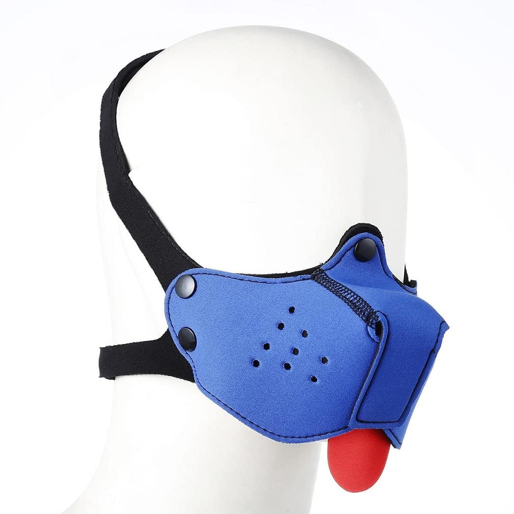 Neoprene Puppy Face Muzzle Dog Hood Mask Play Hoods Blue