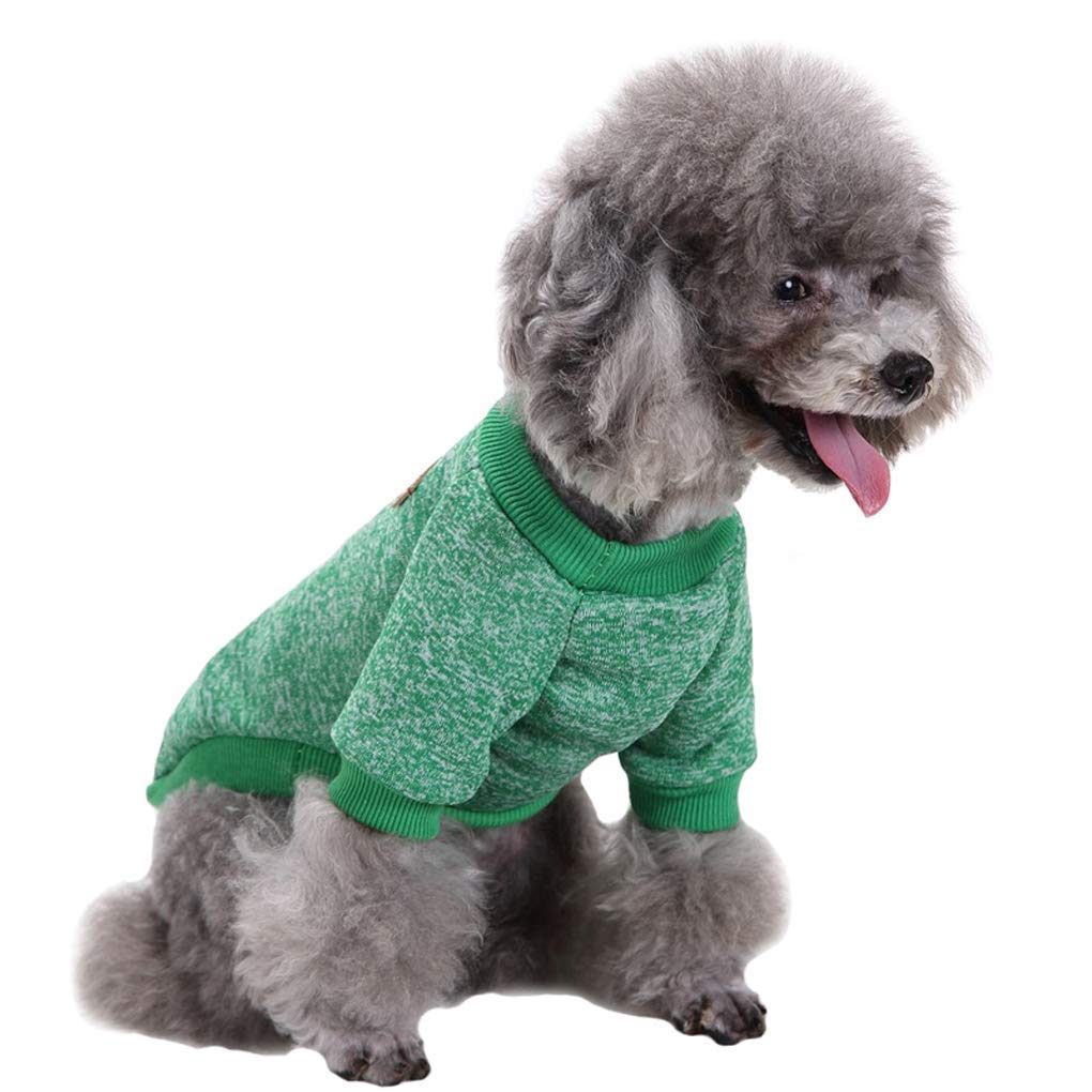 Jecikelon Pet Dog Clothes Dog Sweater Soft Thickening Warm Pup Dogs Shirt Winter Puppy Sweater For Dogs (Green, S)