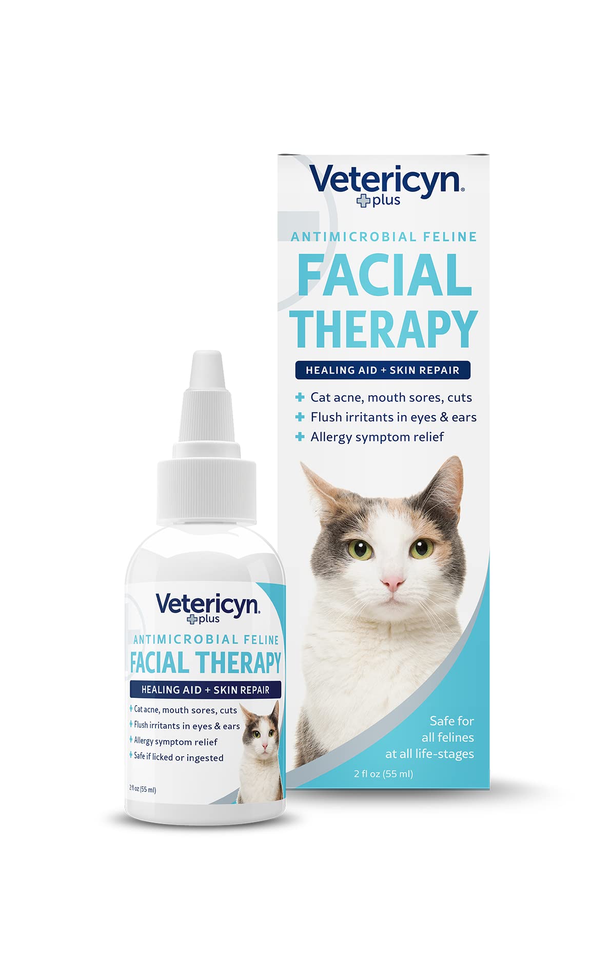 Vetericyn Plus Feline Facial Therapy | Healing Aid And Skin Repair For Different Cat First Aid Needs, Including Cat Acne, Cat Ear And Eye Problems. 2 Ounces