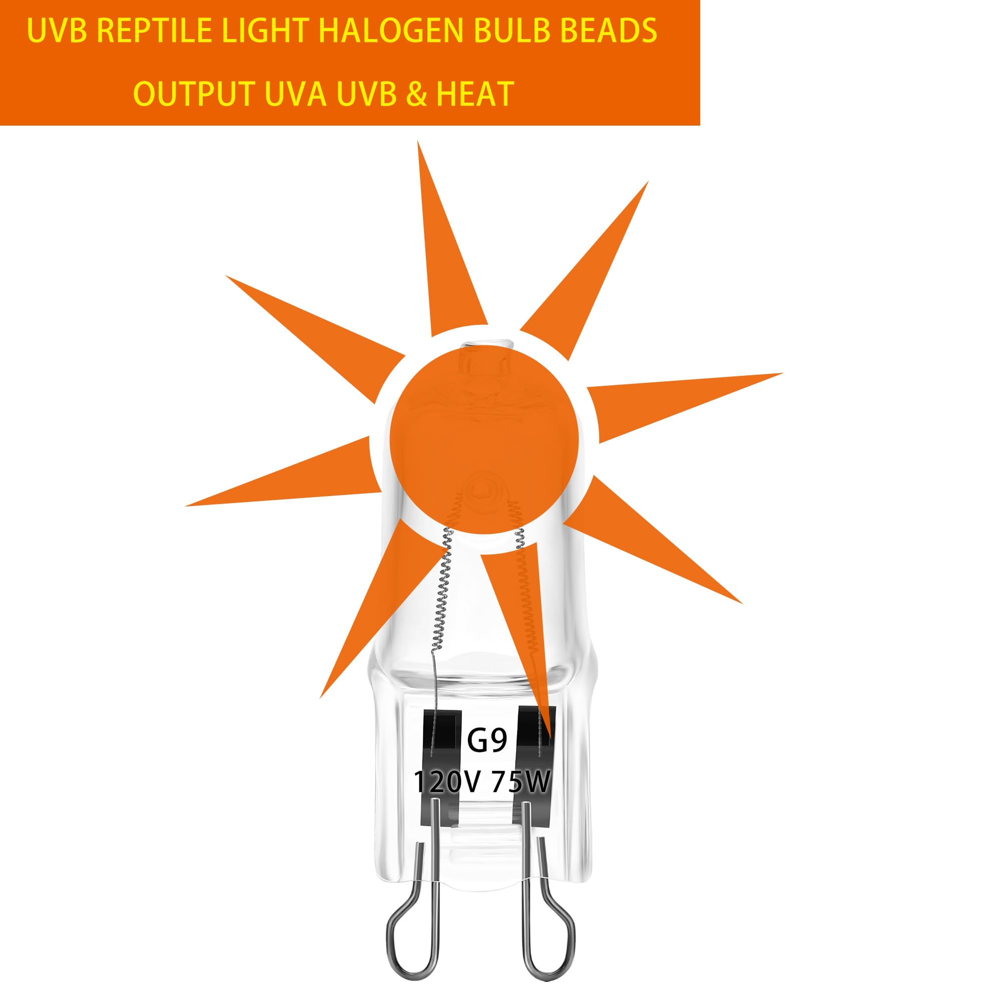 3 Pack UVA UVB Reptile Light Halogen Bulbs Beads Heat Lamp (75 Watt) Clear