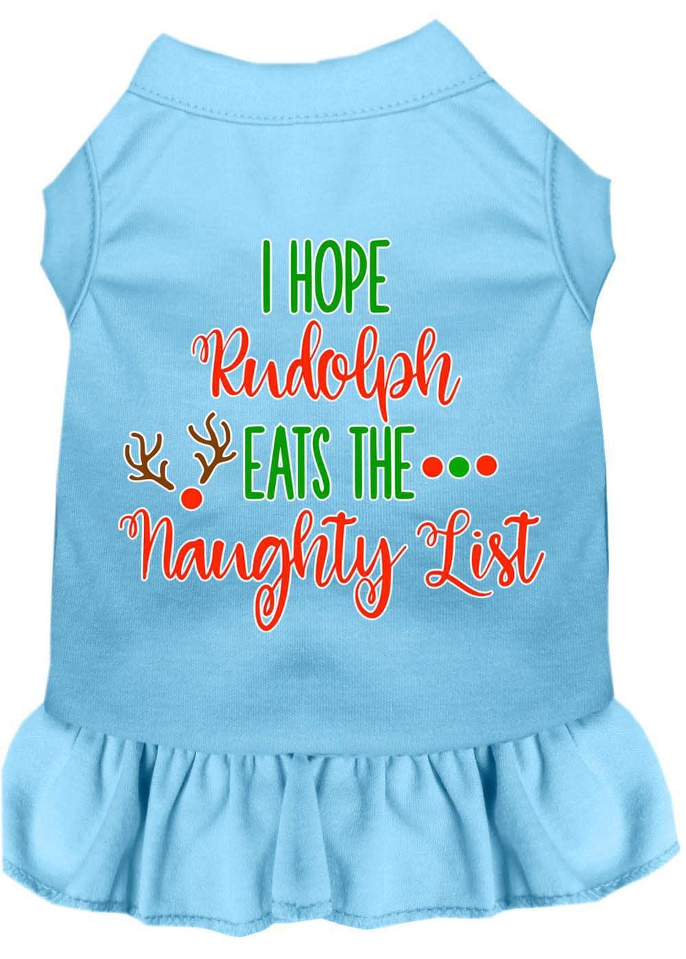 Christmas Pet Dog & Cat Dress Screen Printed, &quot;I Hope Rudolph Eats The Naughty List&quot; White 3XL (25-35 lbs.)