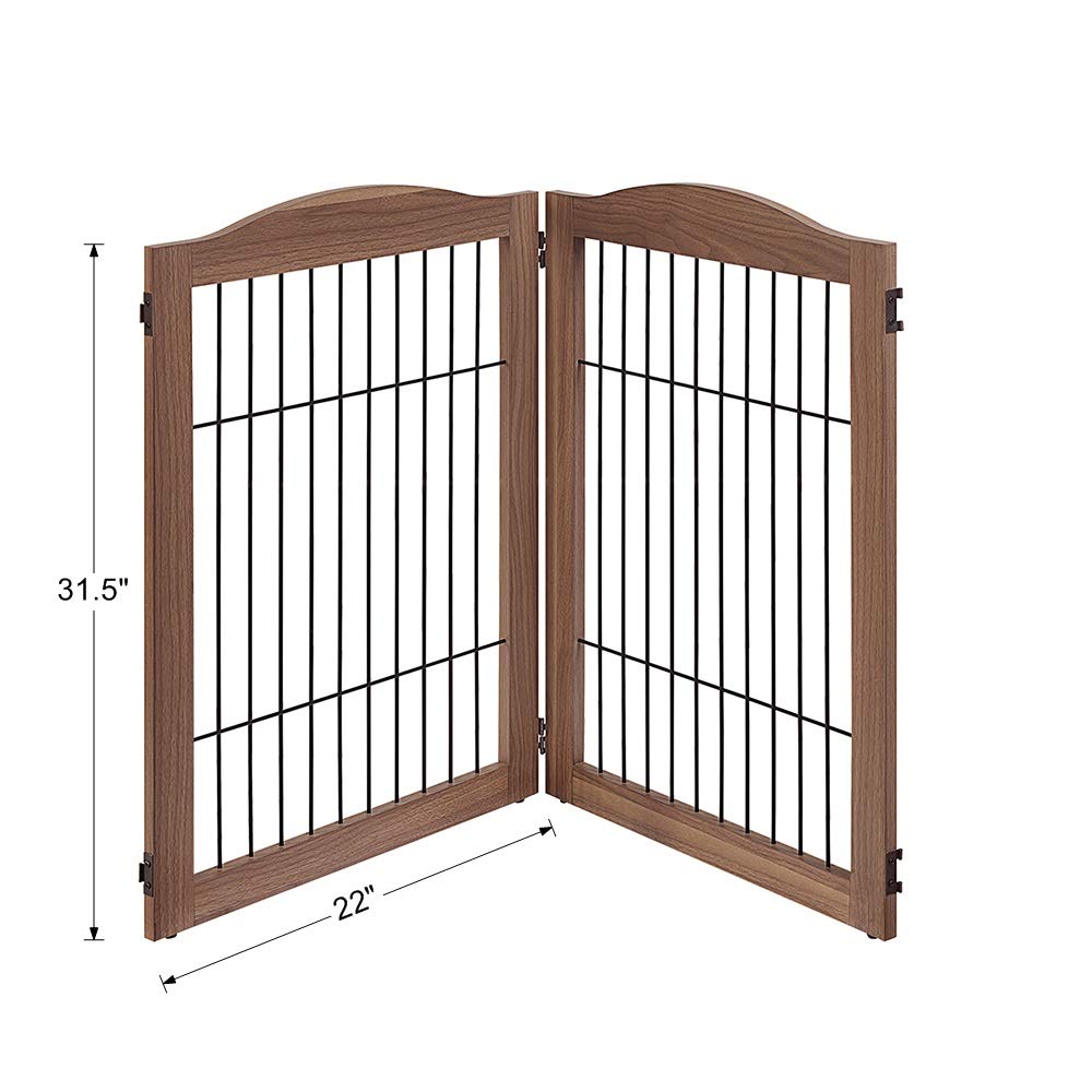 Unipaws 44'' Wide Dog Gate And Extension Kit, Free Standing Pet Gate, Wooden Dog Gates For Stairs, Doorway, Indoor Safety Fence