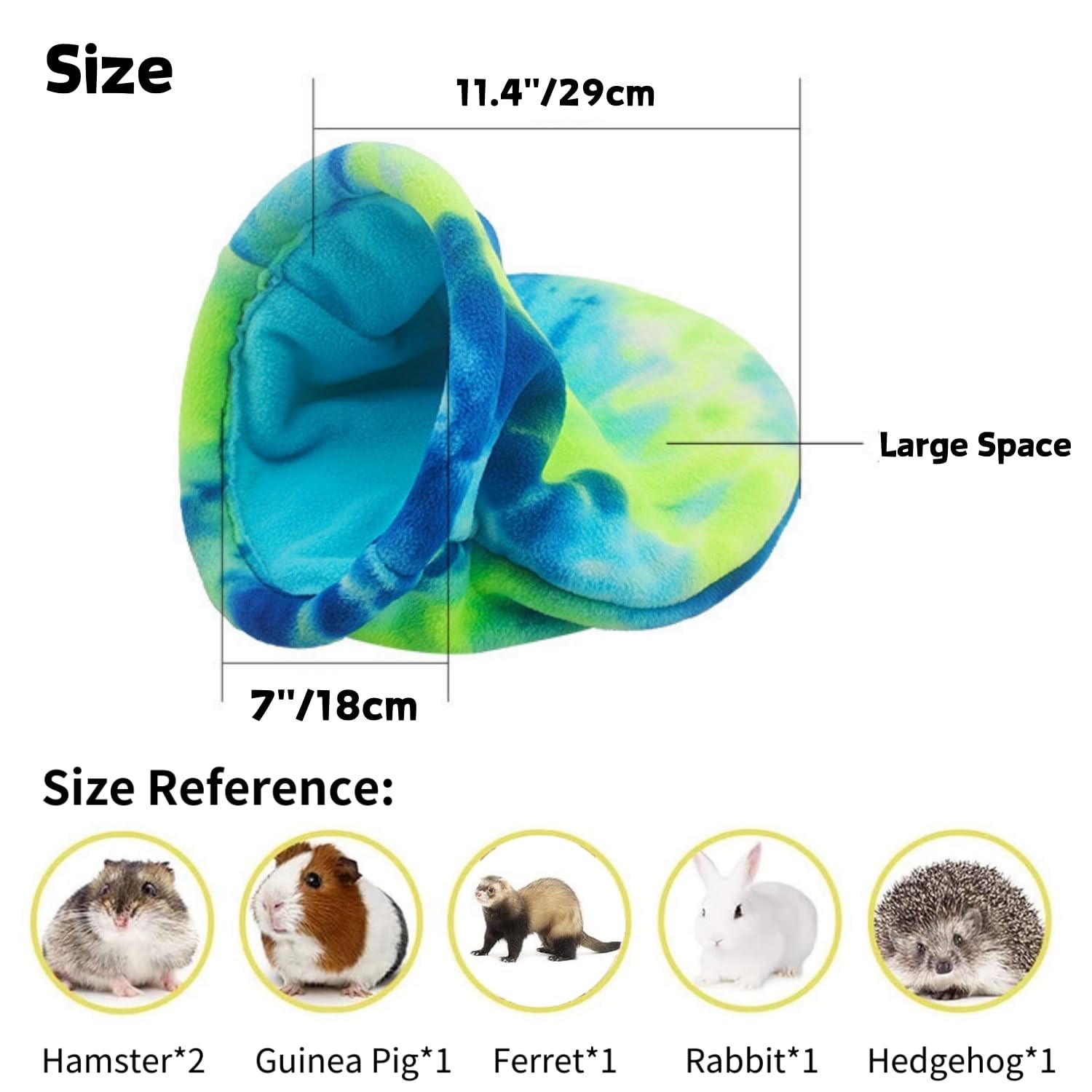 2 Pack Guinea Pig Snuggle Sack Soft Fleece Large Hideout Ferret Cozy Cave Hamster Sleeping Bag Small Animal Bed For Rabbit Bunny