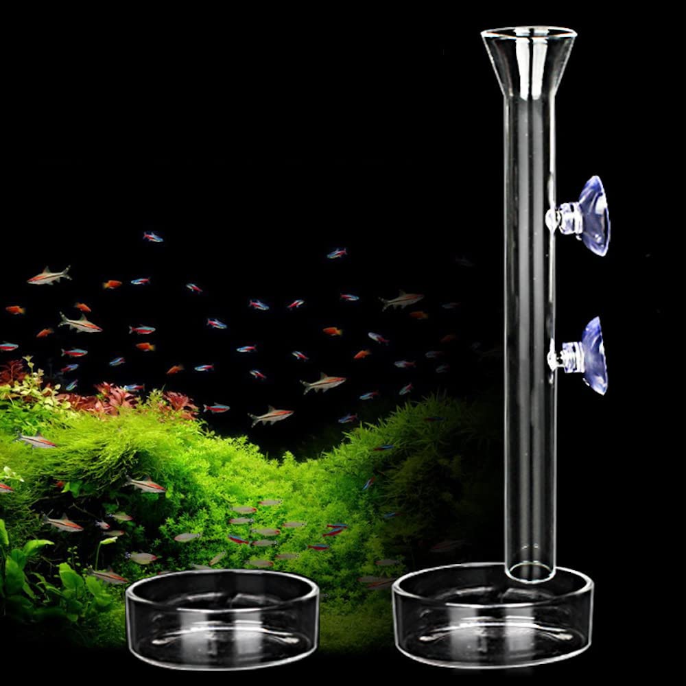 Shrimp Feeding Tube and Dish,2 Cup Clear Crystal Glass Fish Tank Shrimp Feeder Tube Tray