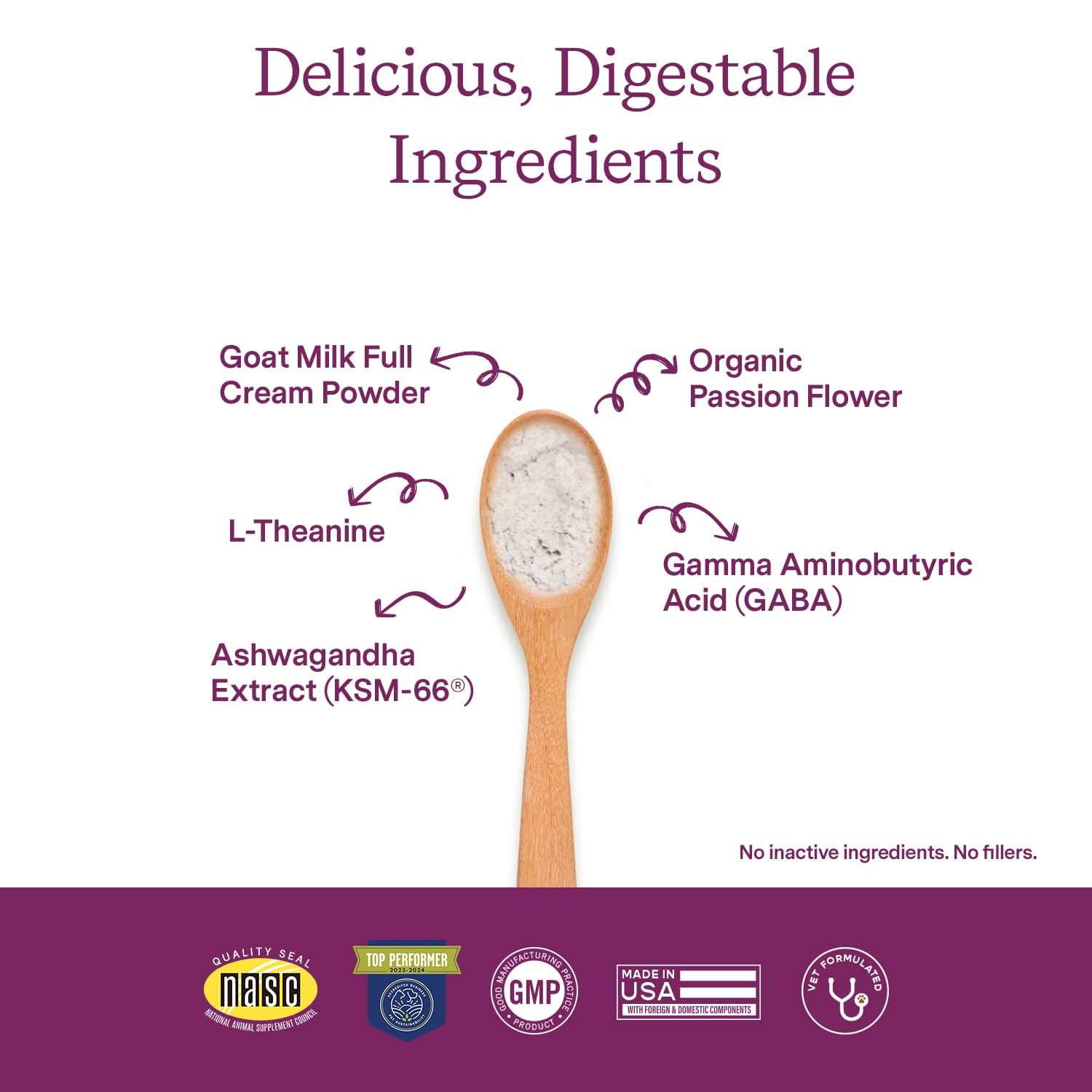 Fera Pet Organics Calming Goat Milk Cat & Dog - Vet Created - Pet Anxiety, Stress & Hyperactivity - Ashwagandha Supplement with