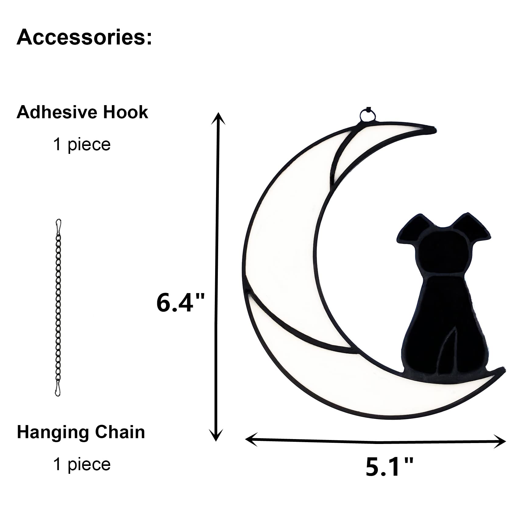 Lcensp Stained Glass Window Hangings Pet Dog Memorial Gifts For Dog Lovers, A Brown Dog Decor On Moon Suncatchers, Loss Of Dog S