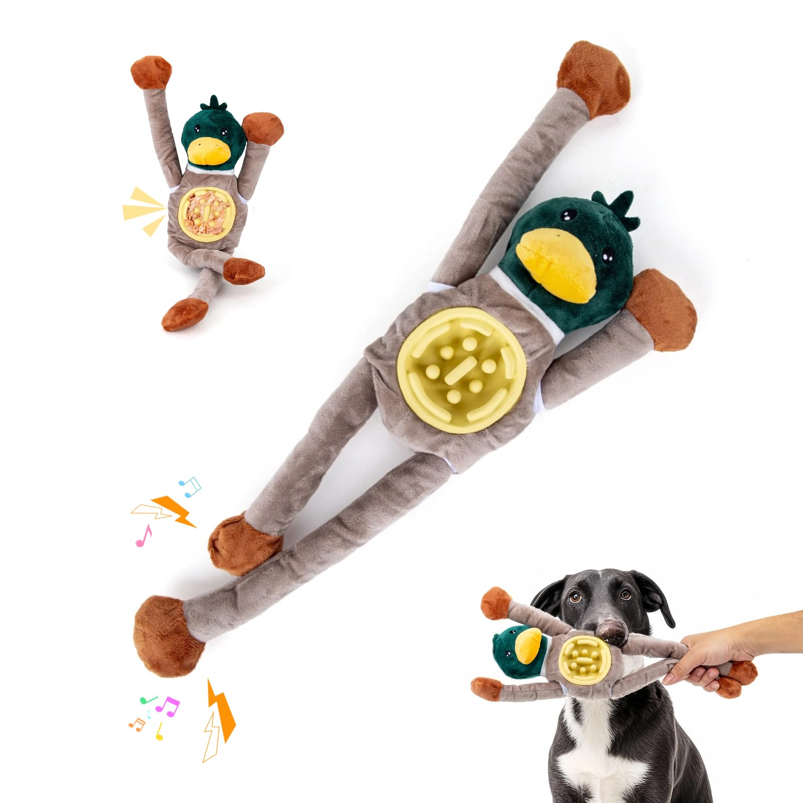 Stankeloko Squeaky Dog Toys, Interactive Plush Duck Chew Toy For Pets - Safe & Durable,Slow Feeder Dog Bowl,Ideal For Puppies & 