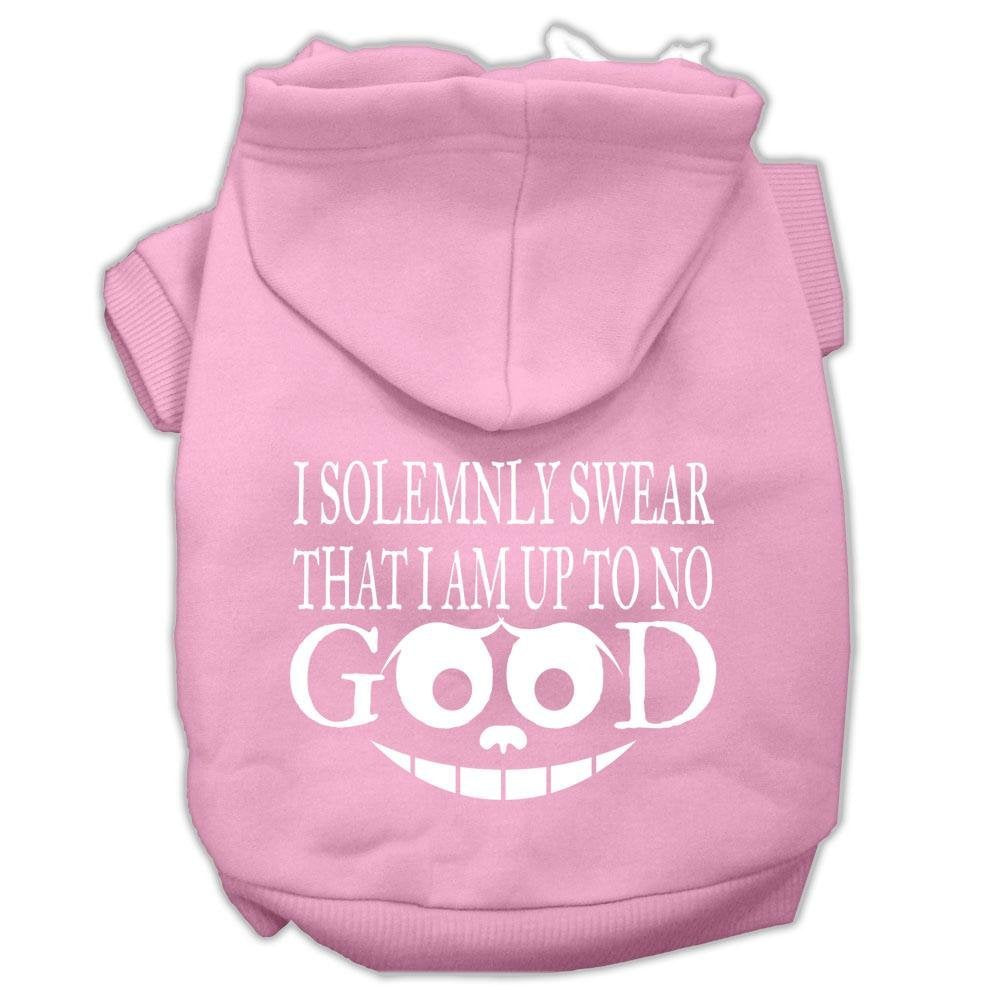 Pet Dog & Cat Hoodie Screen Printed, 'I Solemnly Swear That I Am Up To No Good' Light Pink Lg (10-14 Lbs.)