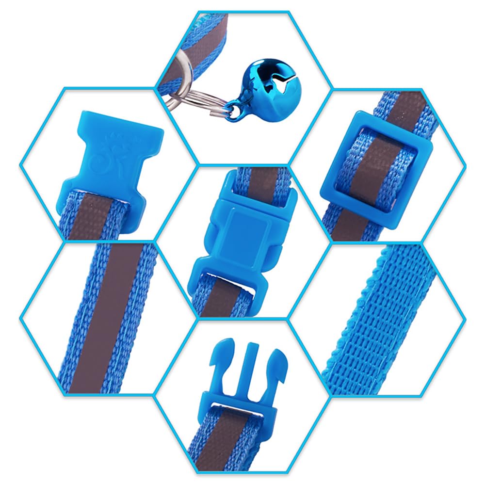 Flymind 18Pcs Puppy Collars, Cat ID Collars with Bell Adjustable 19-32cm, Polka Dot Bow Soft Nylon Adjustable Breakaway Identifi