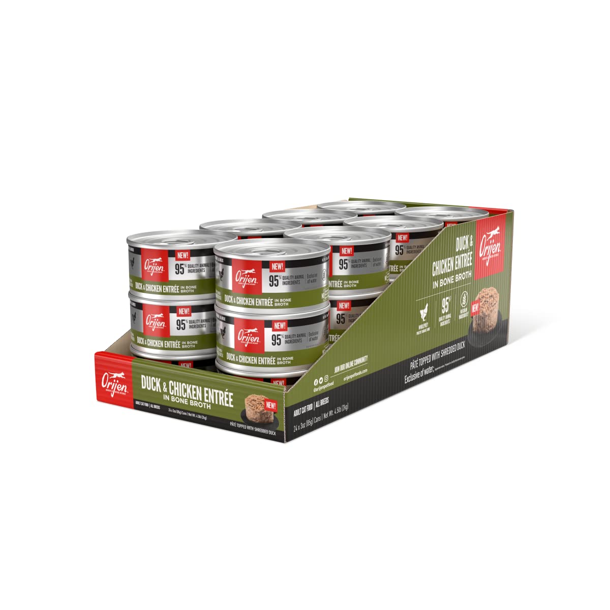 ORIJEN Premium Pate Wet Cat Food in Bone Broth Duck & Chicken Entr  e 3oz Cans (24 Count)