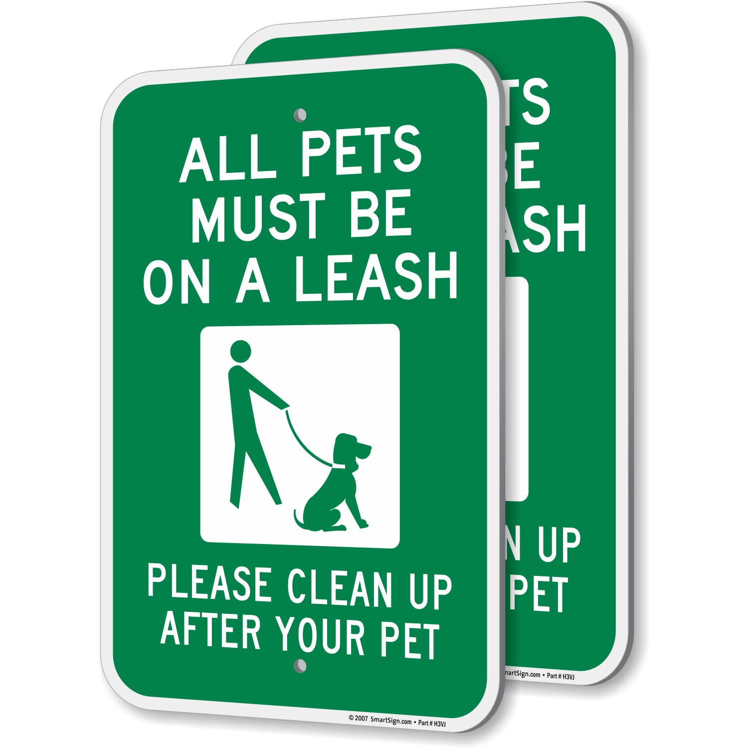 Smartsign All Pets Must Be On Leash Sign - 2 Pack, Please Clean Up After Your Pet Sign, 18 X 12 Inch, 2Mm Thick Aluminum Composi