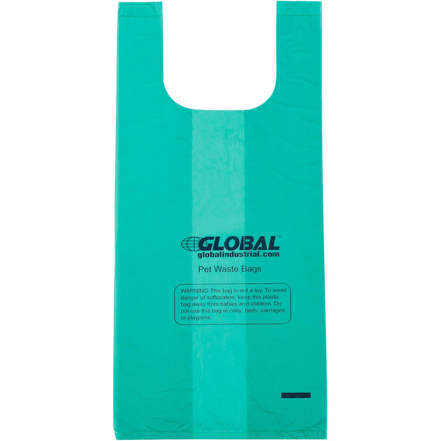 Global Industrial Pet Waste Plastic Bags With Tie-Handles, Green, 400 Bags/Roll