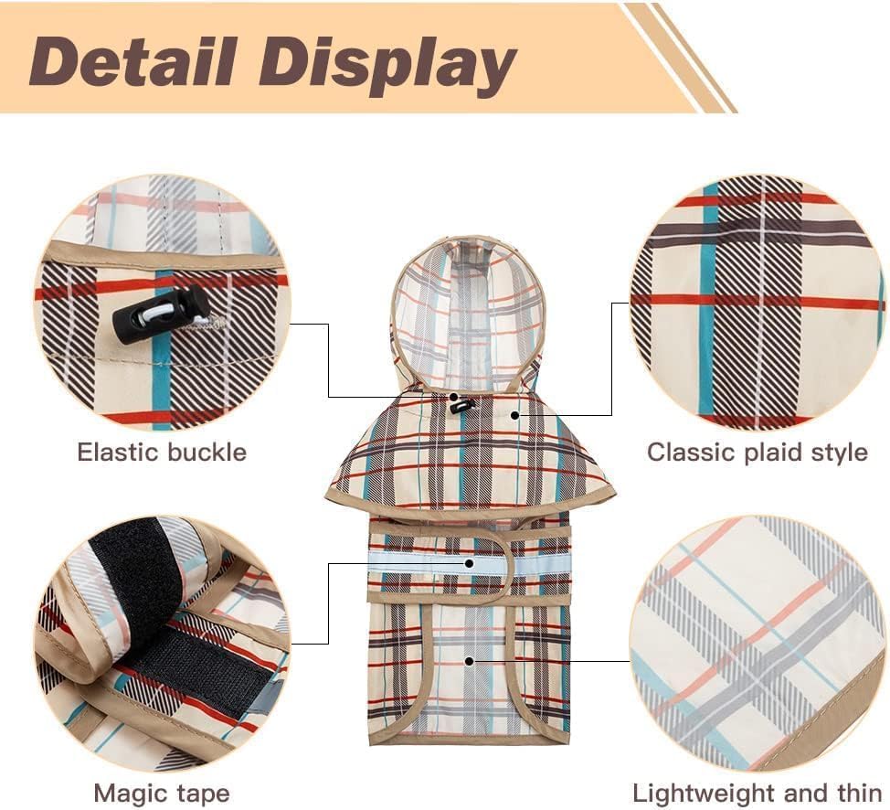 KOOLTAIL Dog Raincoat Hooded Slicker Poncho with Leash Hole, Raincoat for Small Medium Dogs, Waterproof Dog gie Rain Jacket with