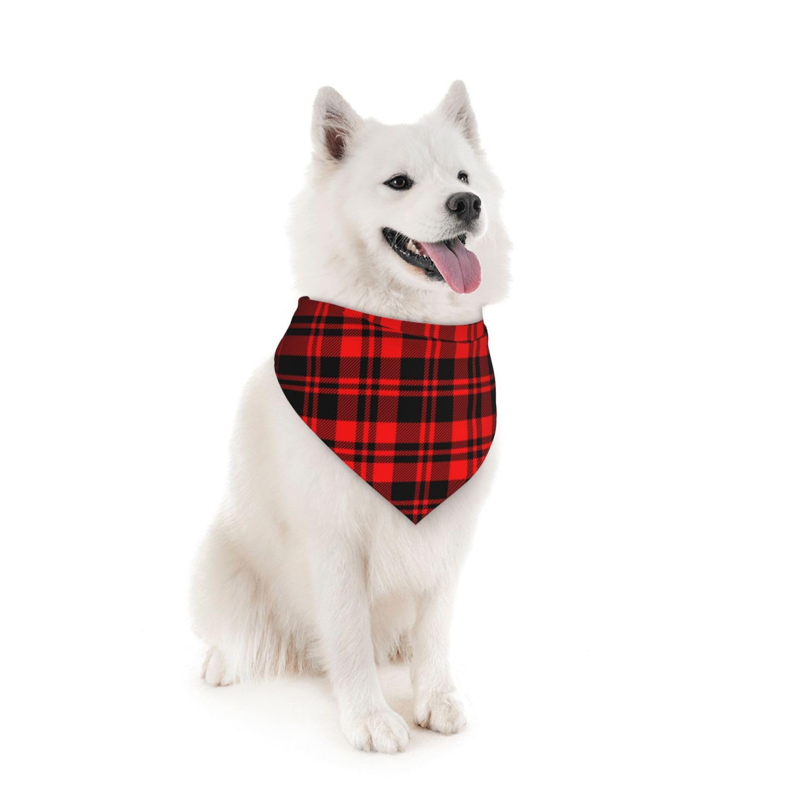 Red Scottish Plaid Checkered Dog Bandana Scarf Triangle Bibs Pet Accessories Cat Kerchief