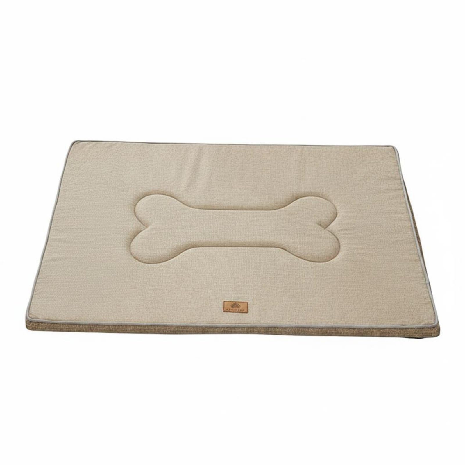 CLOVRIX AllSeason Use Cooling Pet Mat Scratch Resistant NonSlip Sleeping Pad for Dogs, Cats, M, Khaki Linen 3D | Blankets Dog