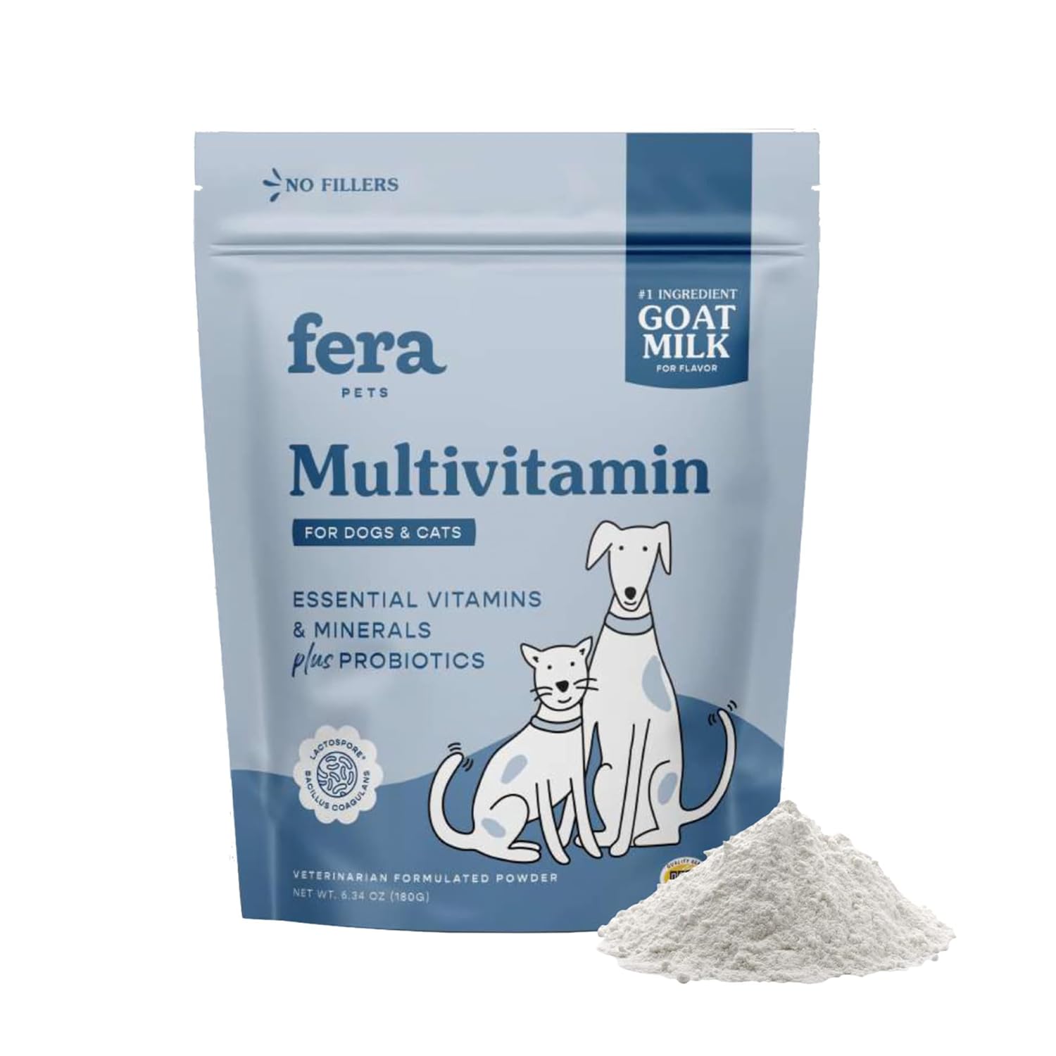 Fera Pet Organics Multivitamin Goat Milk Cat & Dog - Vet Created - Cat & Dog Multivitamin - Probiotics & Essential Vitamins & Mi