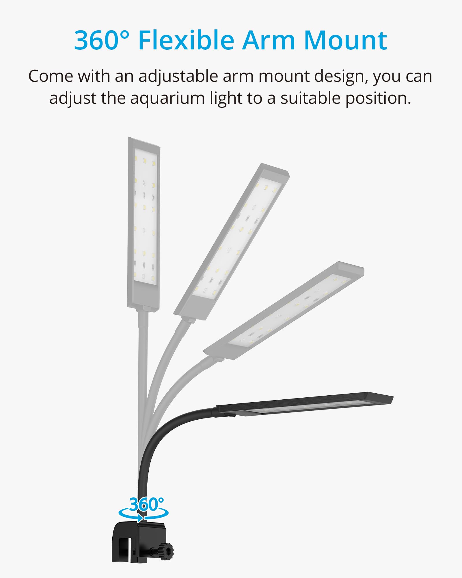 Nicrew Fish Tank Clip On Light, Clamp Aquarium Light With White And Blue Leds, 480Lm, 10 Watts