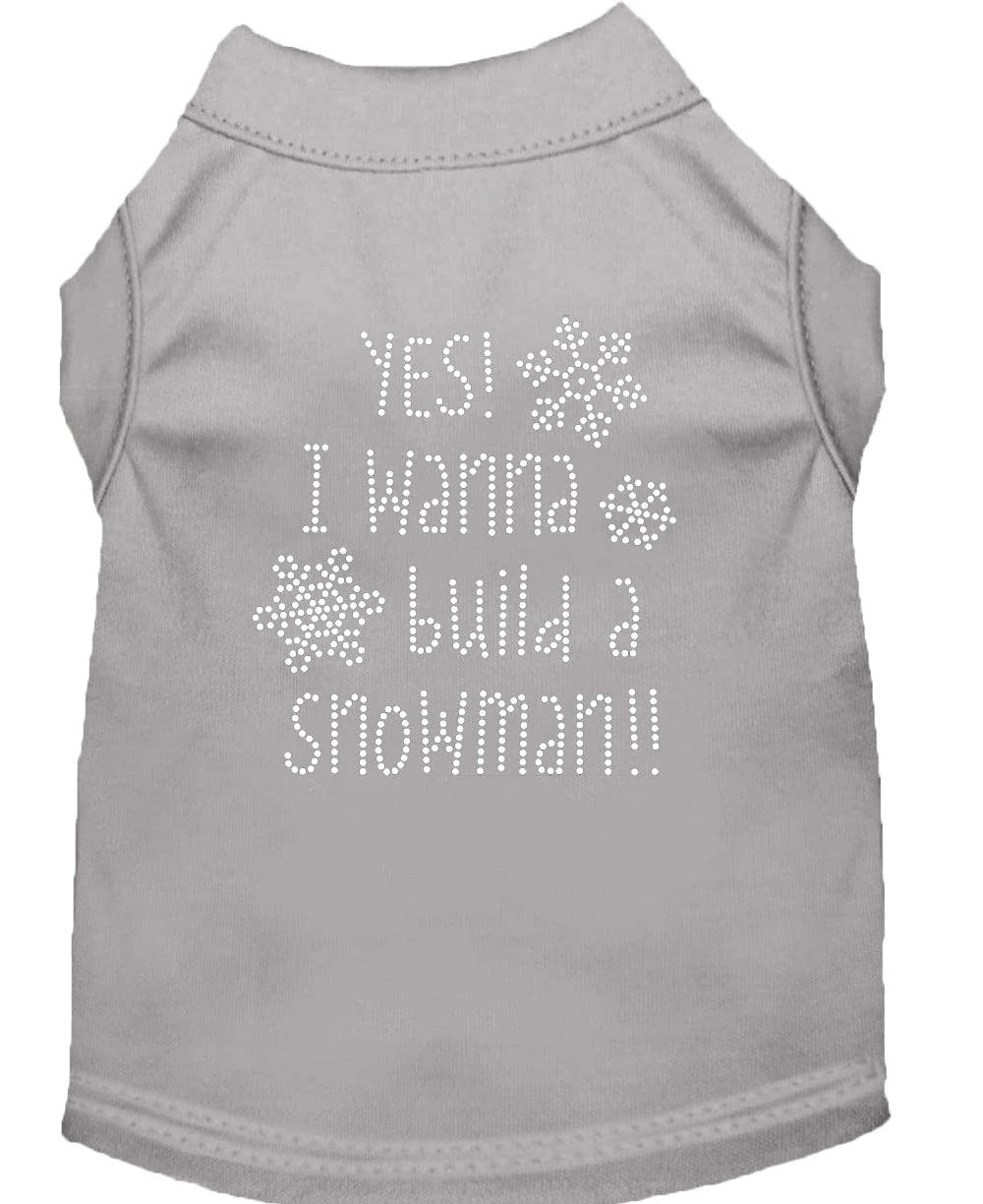 Yes I Want To Build A Snowman Rhinestone Dog Shirt Green Sm 10