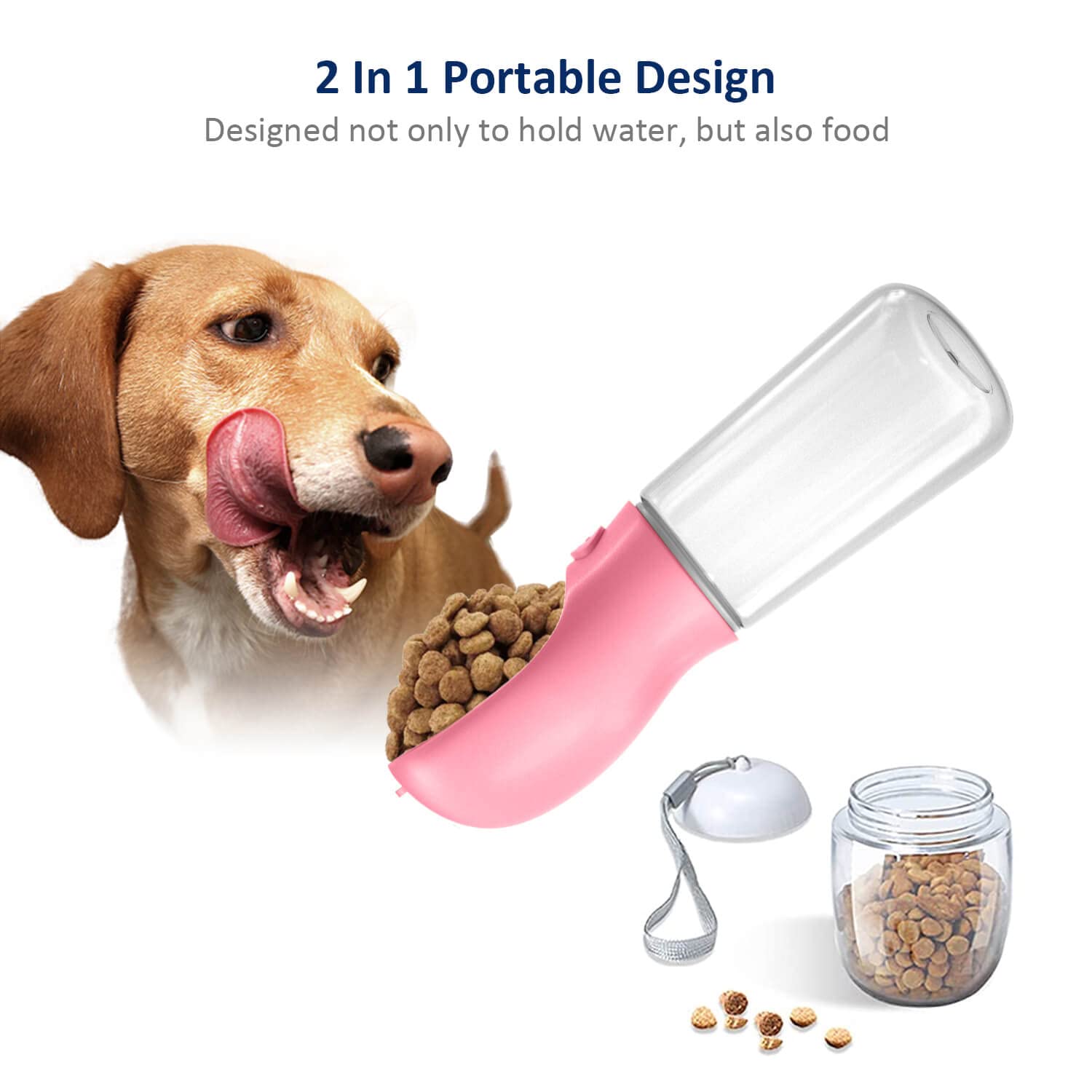 WePet Portable Dog Water Bottle with Food Container, 19 OZ + 6 OZ, Leak Proof Puppy Water Dispenser with Drinking Feeder for Pet
