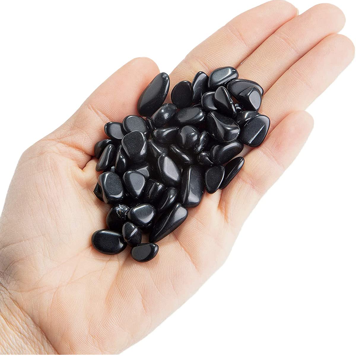 Wayber 1 Lb/460G Black Obsidian Quartz Crystal Stones Irregular Decorative Rocks Aquarium Pebbles Gravels For Fish Turtle Tank/Succulent Plants/Air Plants Decoration (Fill 1 Cup)