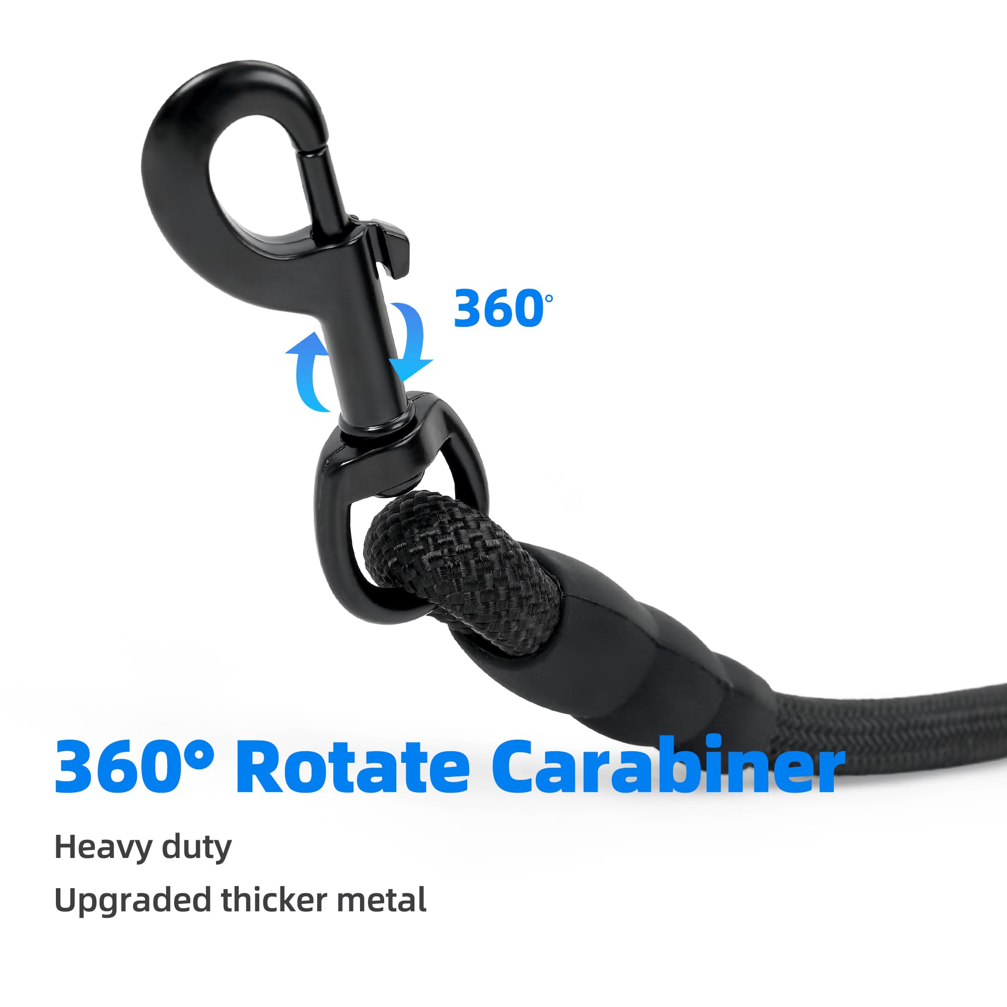 Mile High Life Dog Leash With Comfortable Padded Handle | Black Nylon Rope Dog Leash | Heavy Duty 5 Feet Dog Leashes (Black)