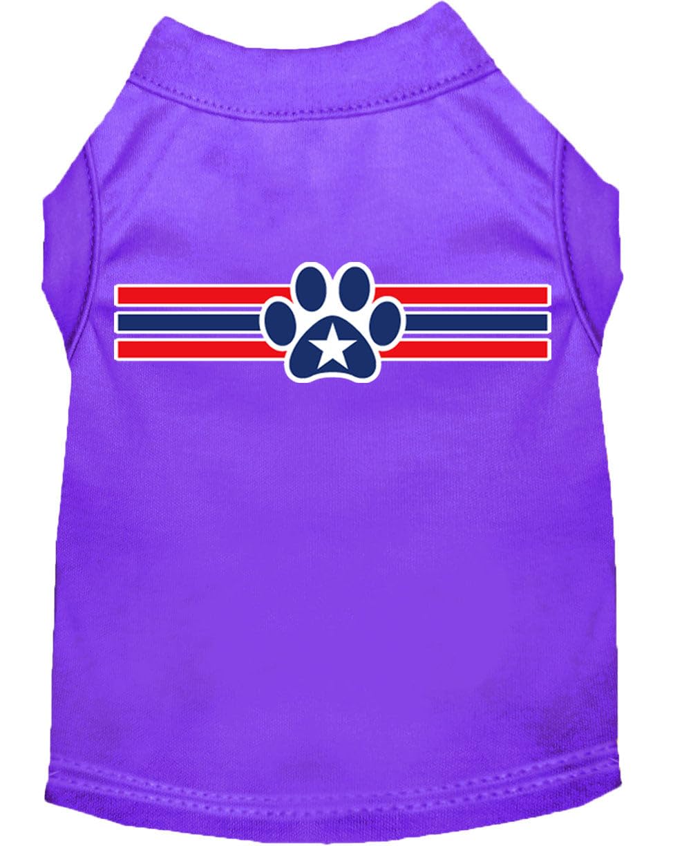 Mirage Pet Products 8-Inch Patriotic Star Paw Screen Print Shirts for Pets, X-Small, Purple