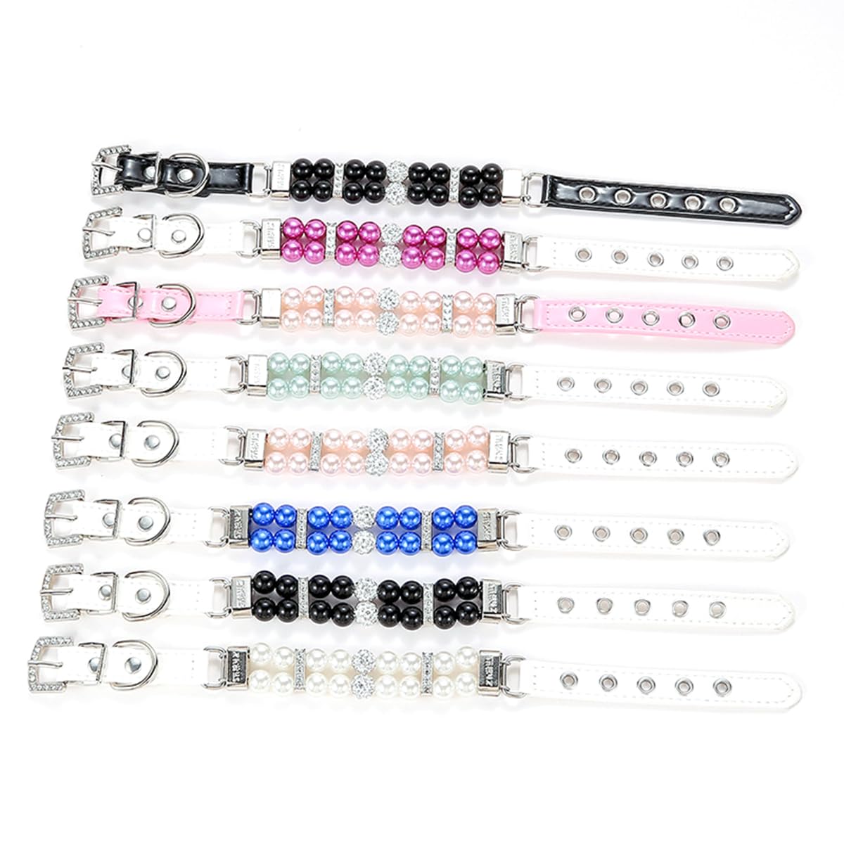 Black Pearl Small Dog Collar, Pearl Cat Collar Pu Leather Male Dogs Necklace With Crystal Diamond Rhinestone Jewlled For Puppy Kitten Xs Small Medium Dogs Wedding & Birthday Gift S