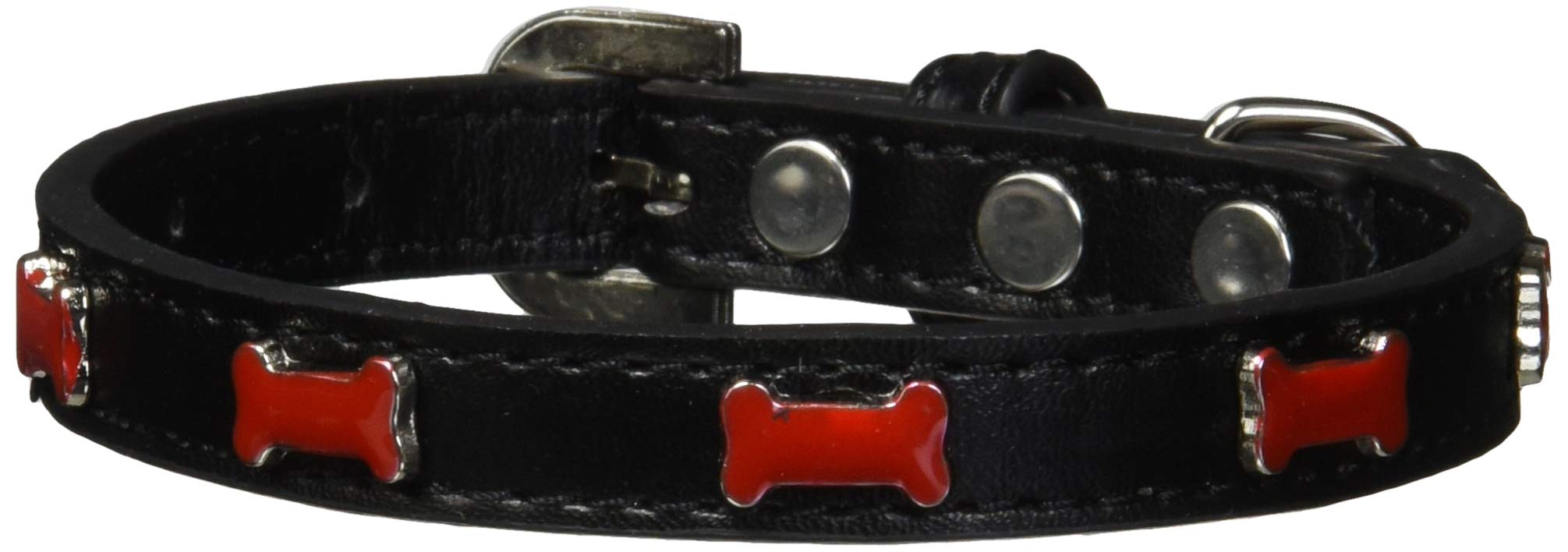 Dog, Puppy & Pet Widget Fashion Collar, &quot;Red Bone&quot; Black 14
