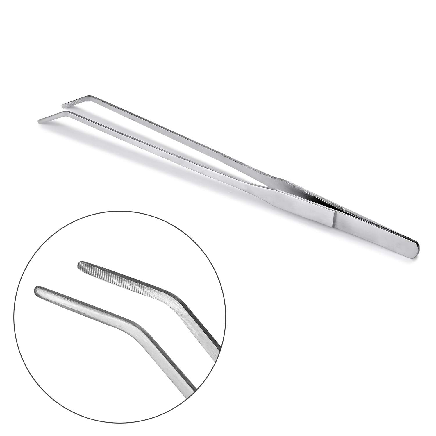 Juland Long Feeding Tongs Aquarium Tweezers Stainless Steel Straight Aqua Scaping Curved Tweezers for Fish Tank Aquatic Plants -