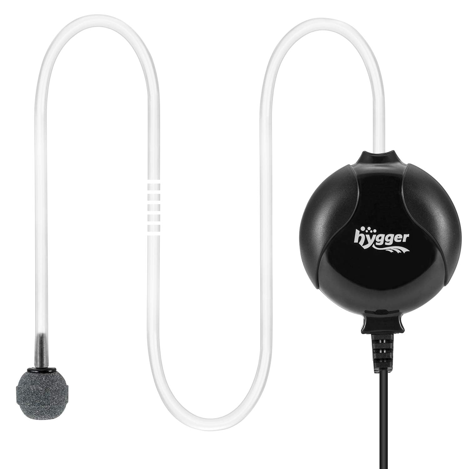 Hygger Quiet Mini Air Pump For Aquarium 1.5 Watt Oxygen Fish Air Pump For 1-15 Gallon Fish Tank With Air Stone Air Tubing Clip Black