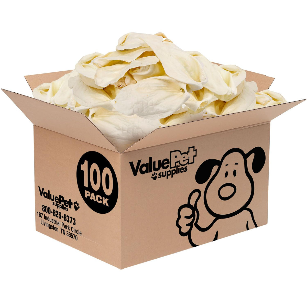 ValueBull Premium Cow Ears, Large, 100 Count Count Bulk Pack - All Natural Dog Treats, 100% Angus Beef, Single Ingredient, Clean