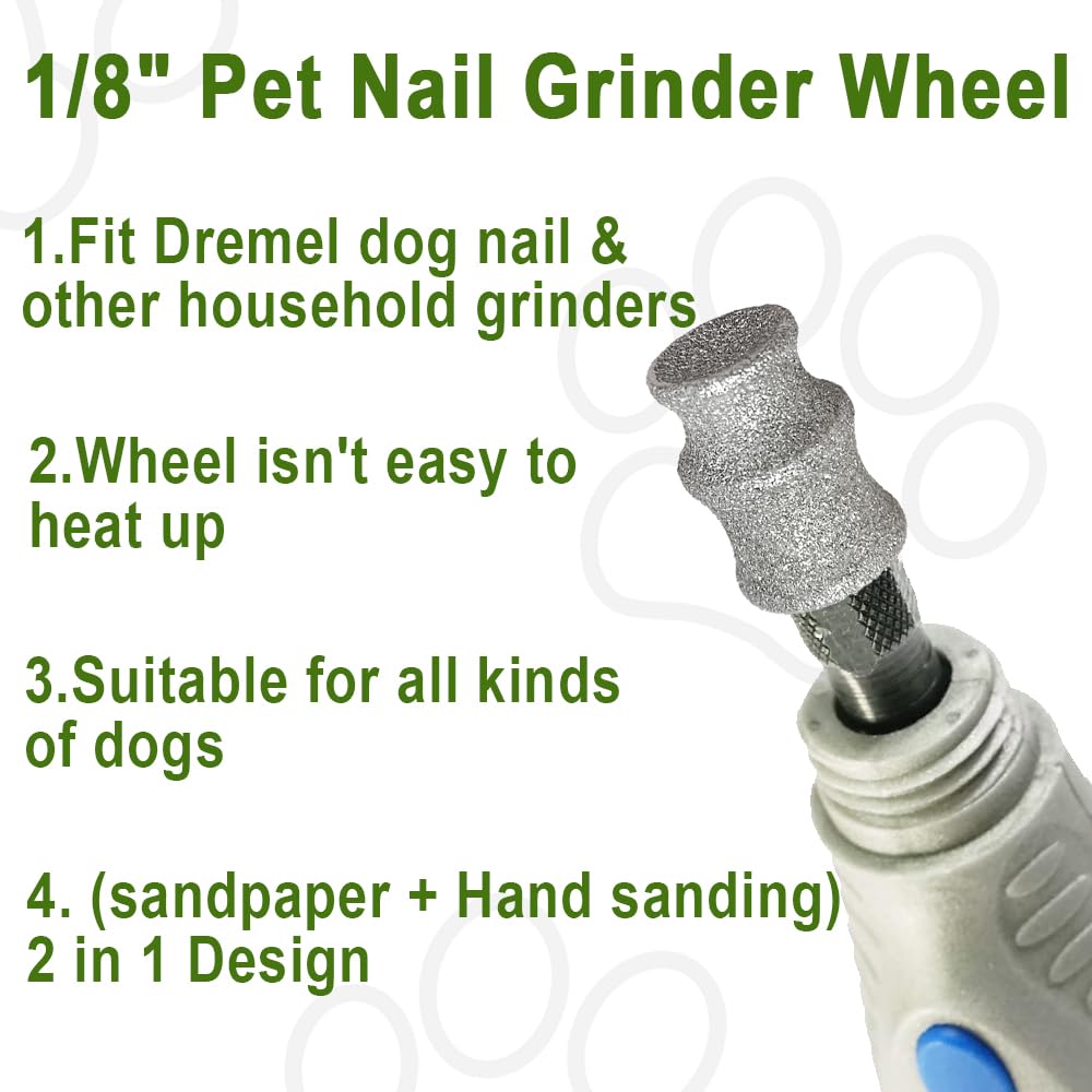 PLATGO Diamond Dog Nail, 1/8'' Nail Tool for Dogs, for Animals Nail Care & Home Grinder Tools for Dogs Combo G