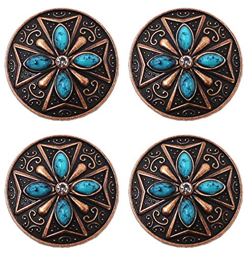 Challenger 1 Set Of 4 Conchos Western Saddle Tack Copper Stone Rhinestone Co529