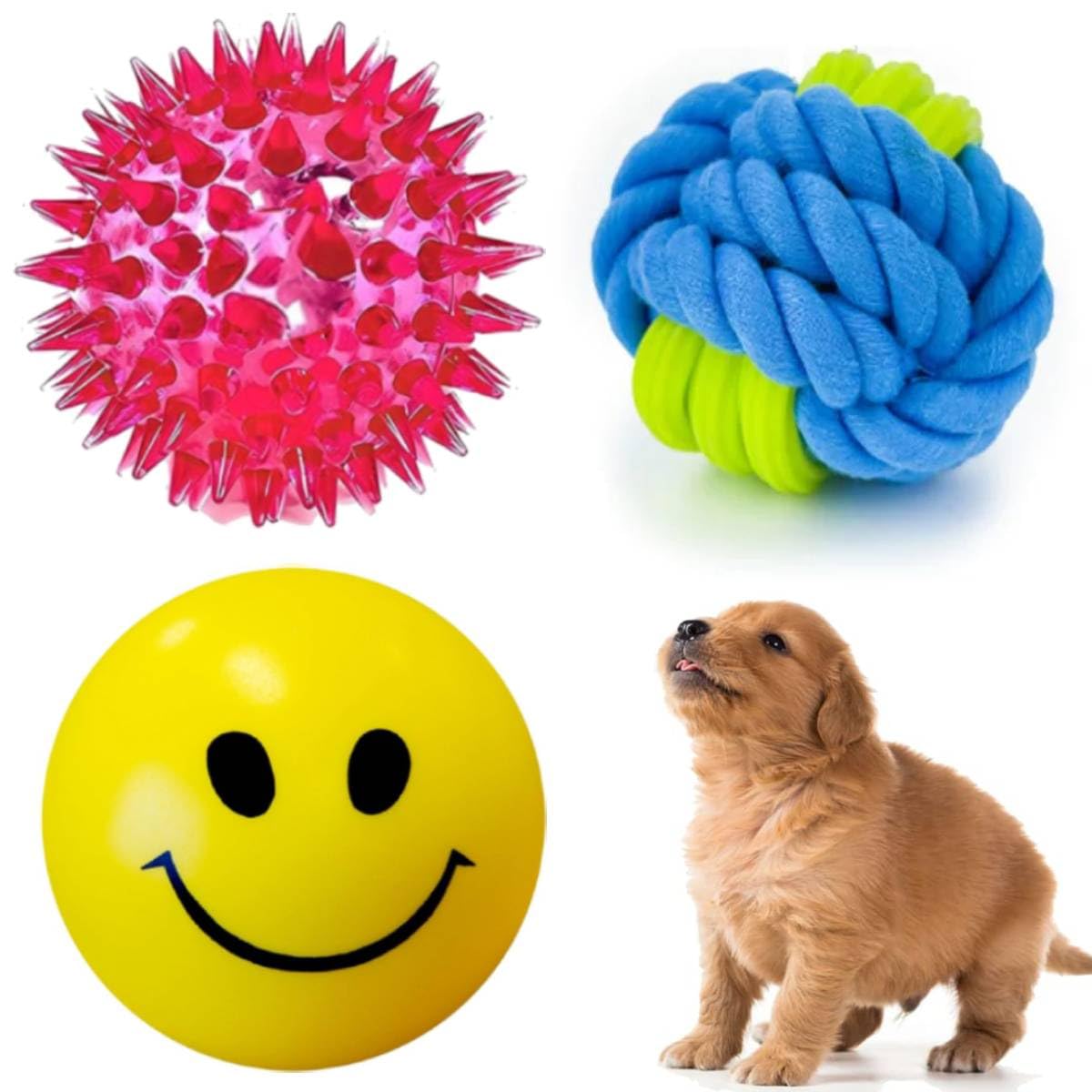 PETZLUV Dog Ball Combo Pack  3in1 Set with Durable Rubber Ball, Squeaky Toy for Fetch, Chewing, & Interactive Play  Ideal fo