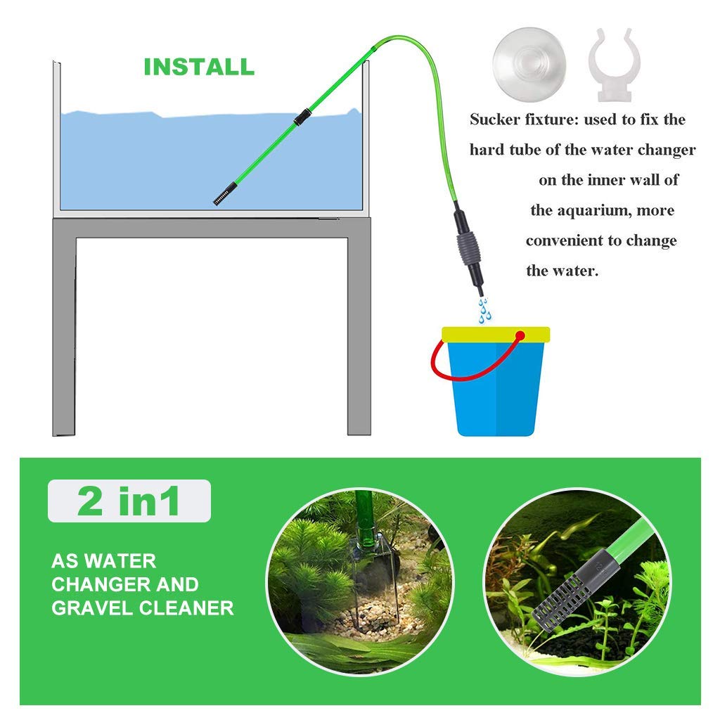boxtech Fish Tank Vacuum Siphon Water Changer Pump - 1 Count Aquarium Sand Cleaner