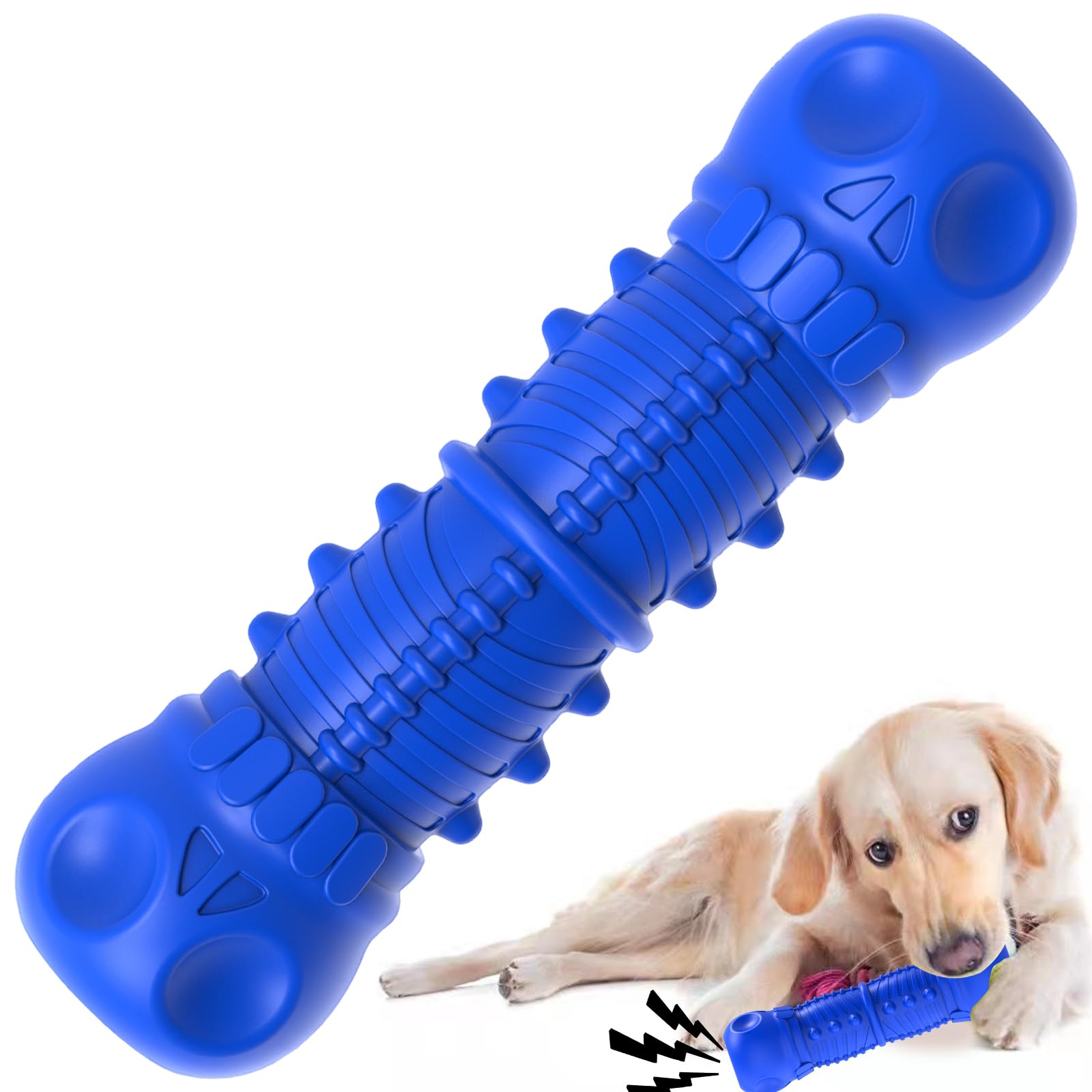 Zikaton Dog Squeaky Toys For Aggressive Chewers, Durable Dog Chew Toys For Large Medium Breed Dog, Dog Toys, Tough Durable Dogs Toys With Natural Rubber (Bule D, For Larege Dogs)