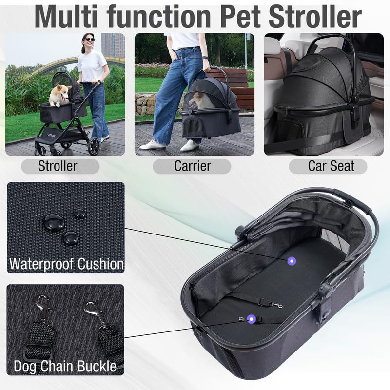Tango 3 In 1 Pet Stroller - Folding Dog & Cat Carrier For Travel