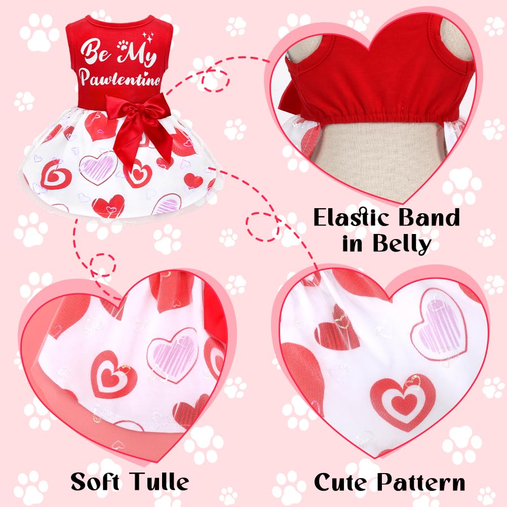 Dog Valentines Day Clothes Be My Pawlentine Dog Valentines Outfit Red Tulle Dog Dress With Bowknot For Small Medium Large Dogs C