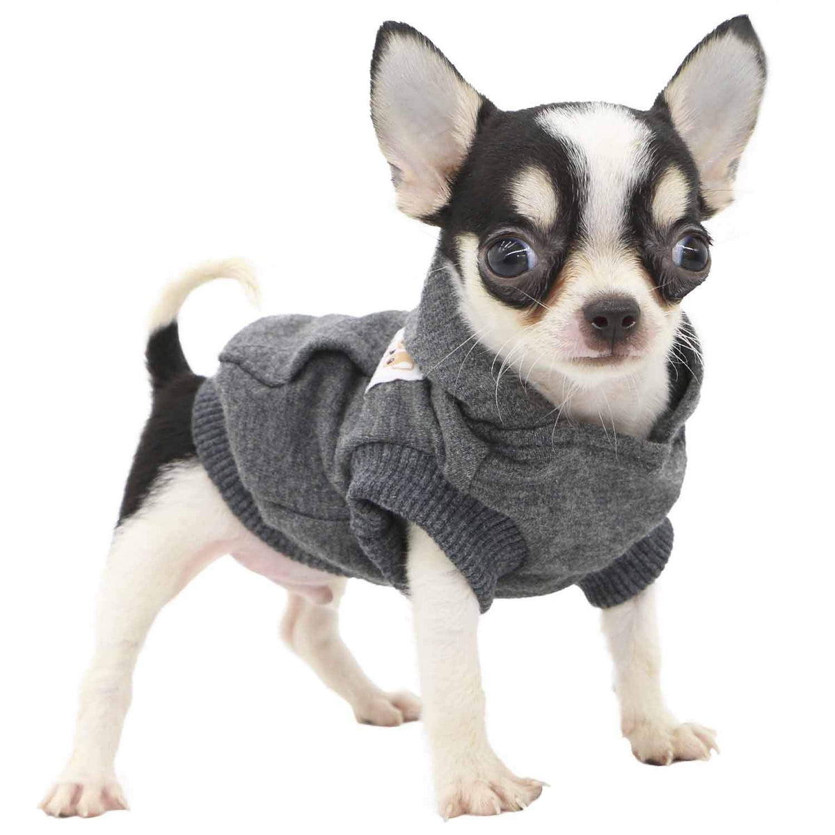 Lophipets Dog Cotton Hoodies Sweatshirts For Small Dogs Chihuahua Puppy Clothes Cold Weather Coat-Charcoal/Xs