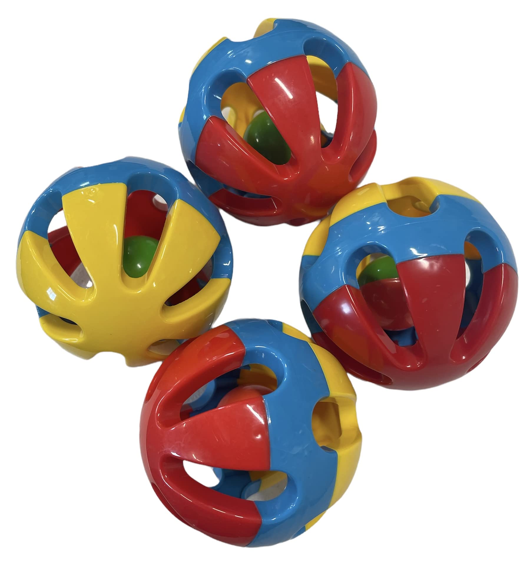 Rattle Balls 4 Pack For Dogs, Pigs, Rabbits, And Other Pets (Red Blue Yellow) - You Can Add Apples, Lettuce, Or Small Dog Bones 