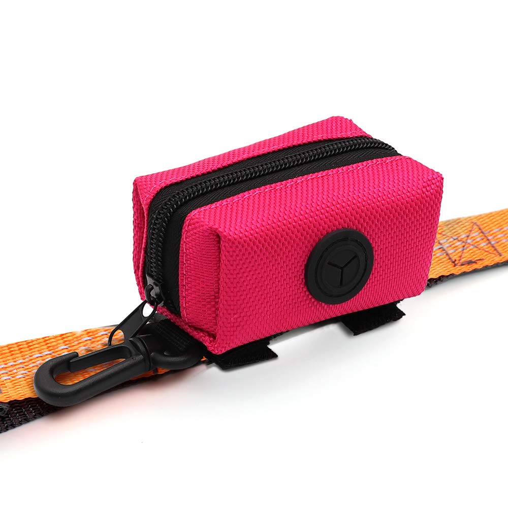 Slson Pet Waste Bag Dispenser Zippered Pouch,Portable Dog Poop Bag Holder Leash Attachment Lightweight Fabric Bags (Pink)