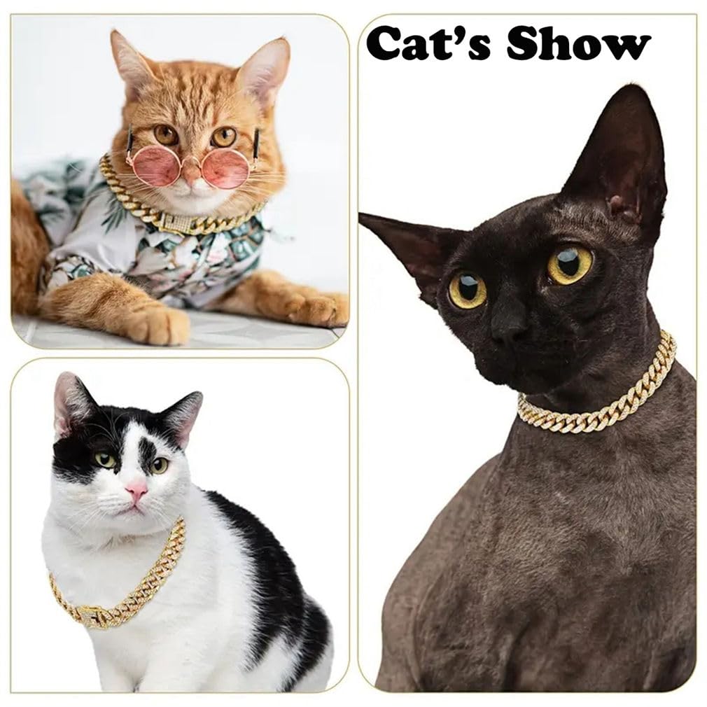 Sliver Necklace For Dogs, Glitter Rhinestone Dog Collar Sparkly Diamond Metal Cuban Link Dog Chain For Small Medium Large Pet Do