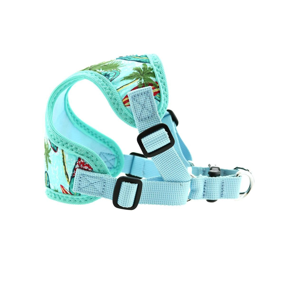 Doggie Design Wrap And Snap Choke Free Dog Harness (Surfboards And Palms, Xs)