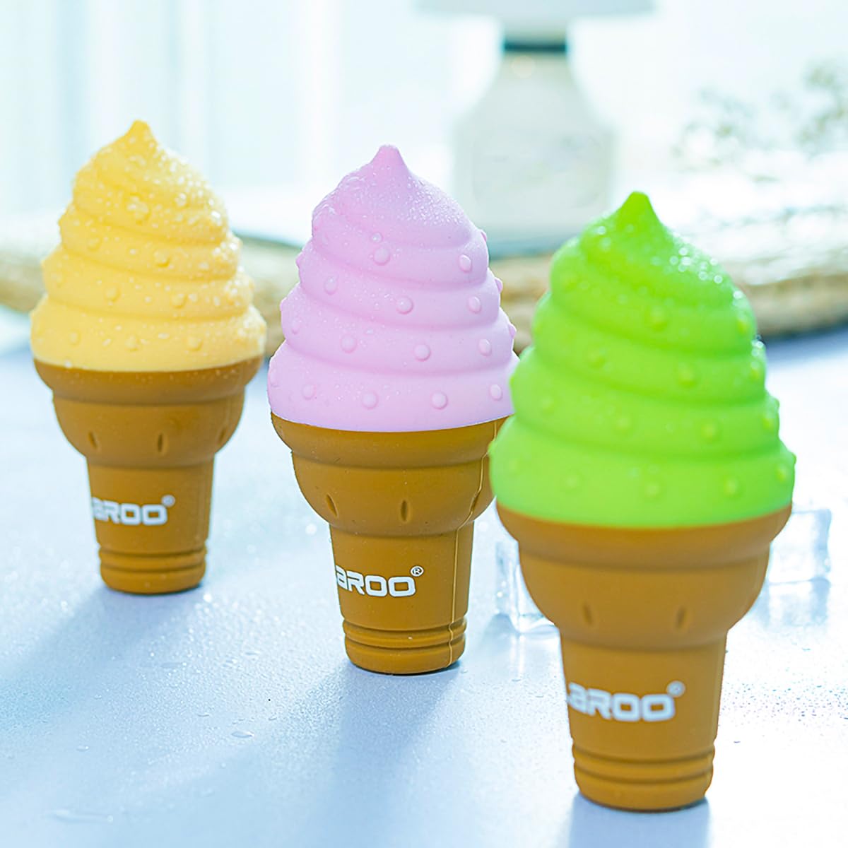 Laroo Dogs Toys For Summer Cooling, Frozen Dog Toys, Full With Water Frozen, Prevention Of Heat Stroke Upgraded Teething Chew Toy (Dog Ice Cream Shape-Yellow).