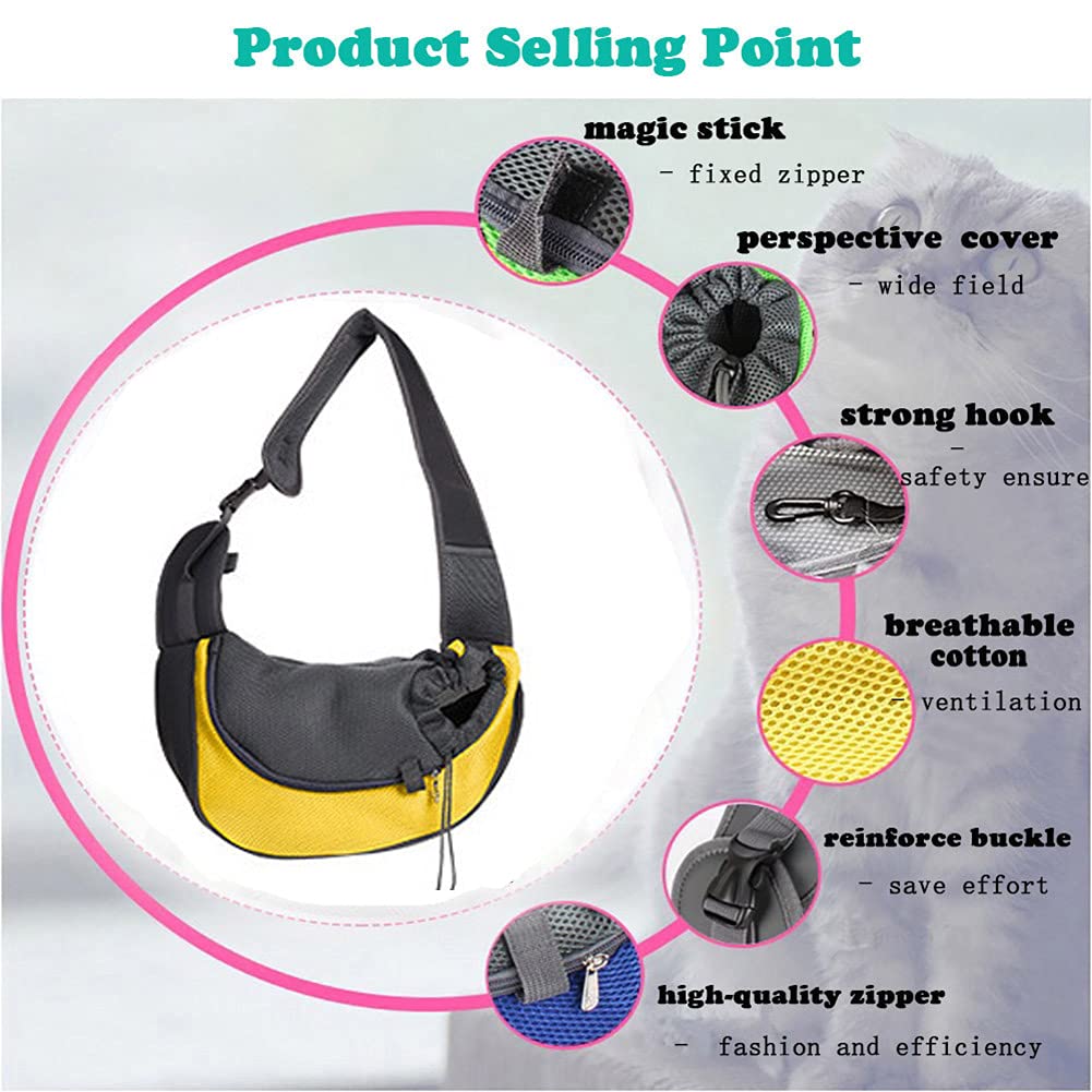 Pet Dog Sling Carrier, Breathable Mesh Portable Travel Safe Pet Sling Shoulder Bag Carrier With Adjustable Non-Slip Shoulder Strap For Small Dogs Cats Puppy