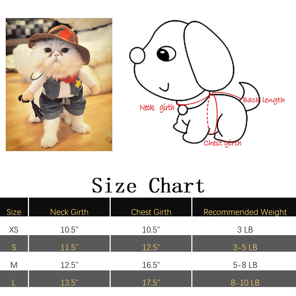 Nacoco Cowboy Dog Costume With Hat Dog Clothes Halloween Costumes For Cat And Small Dog (X-Small) Blue